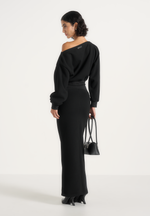 Esme - Belted Knit Maxi Sweater Dress - Black