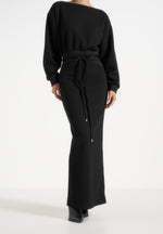 Esme - Belted Knit Maxi Sweater Dress - Black