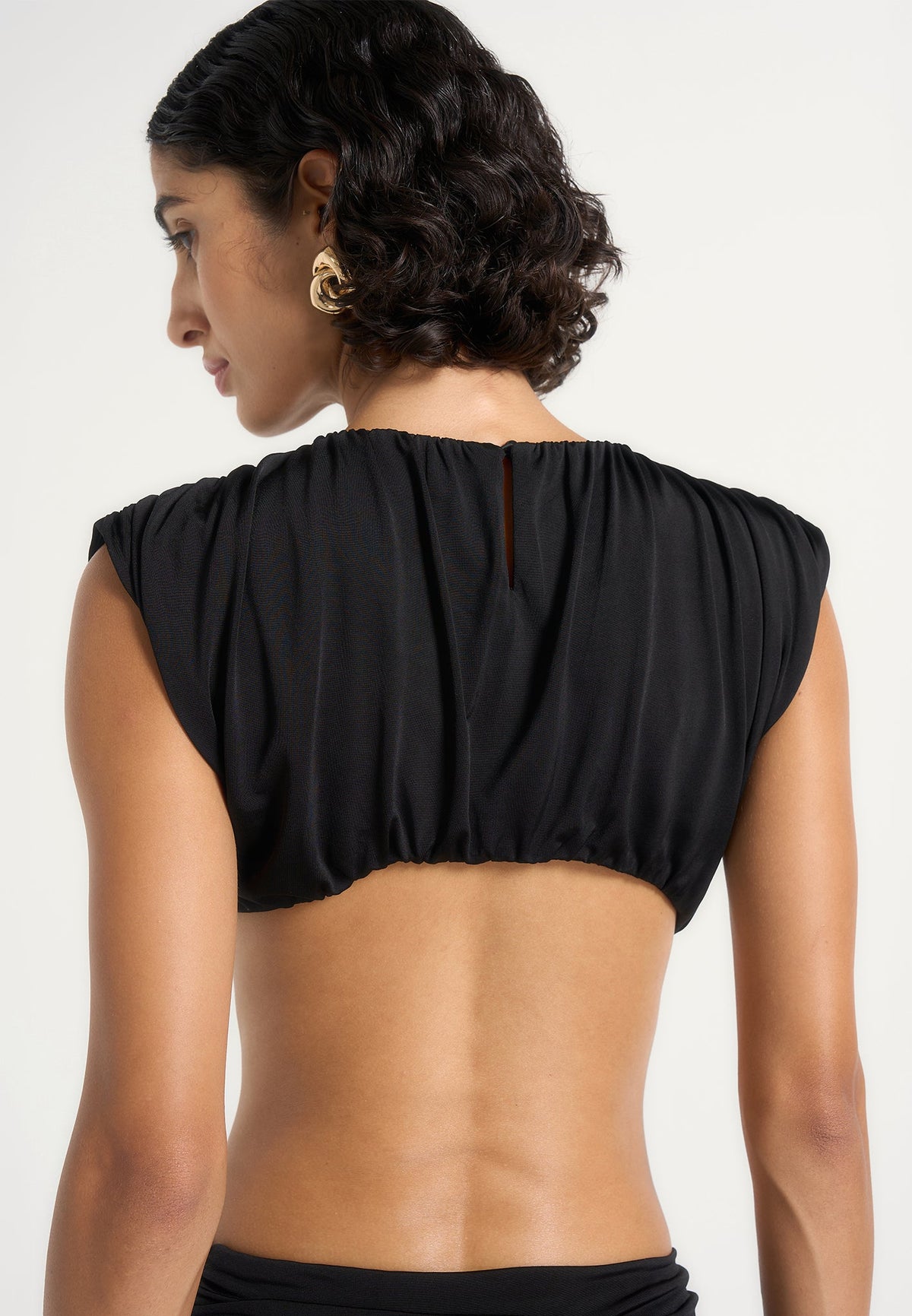 Pia - Draped Hardware Mini Dress - Black