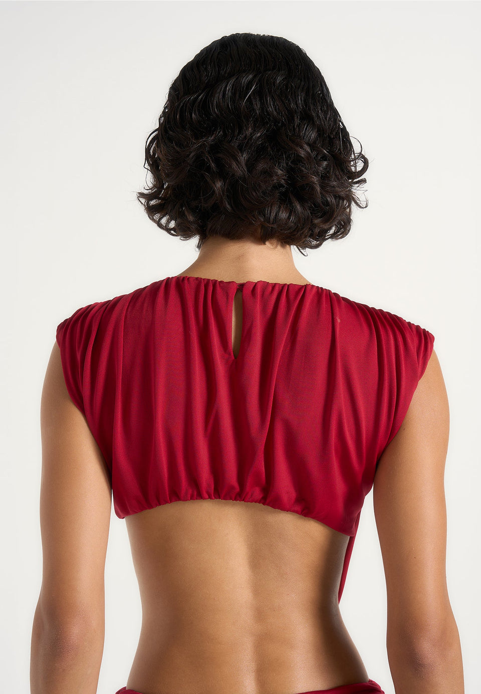 Pia - Draped Hardware Mini Dress - Cherry Red