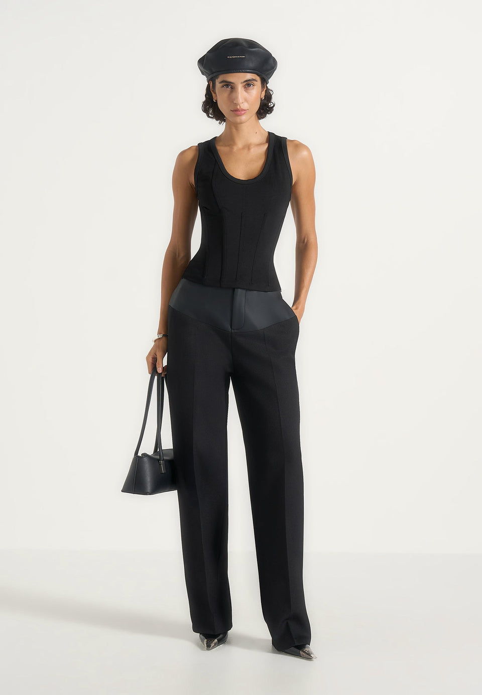 Tess - Corset Seam Tank Top - Black