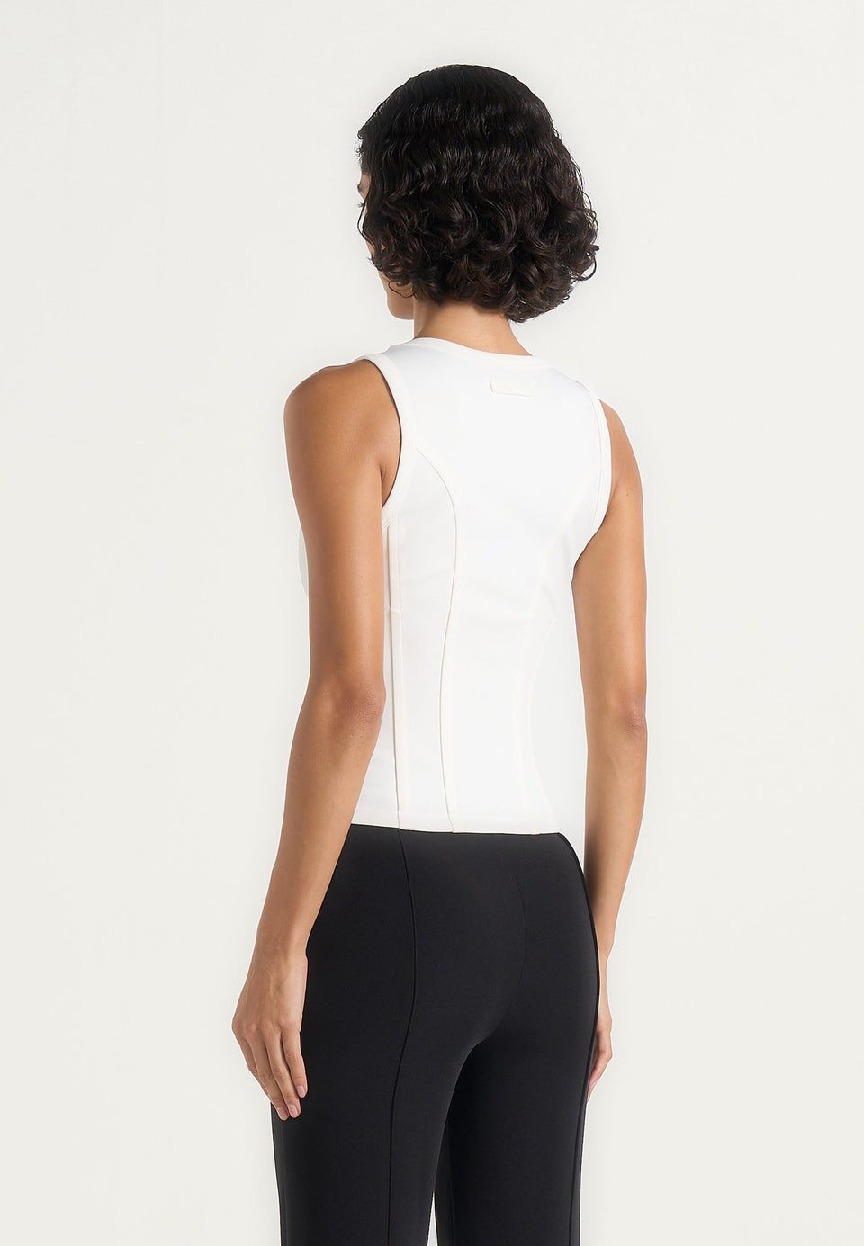 Tess - Corset Seam Tank Top - White