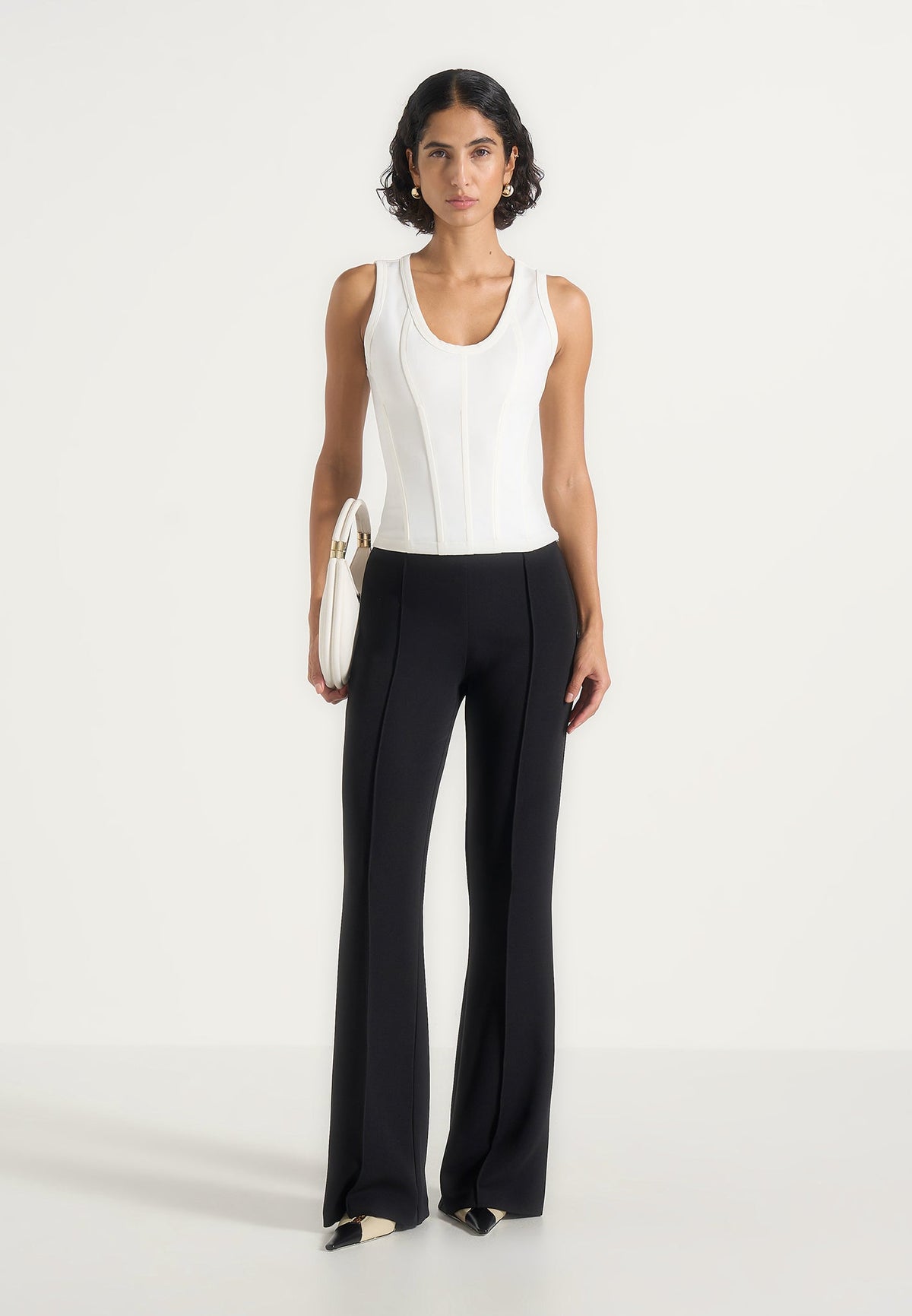 Tess - Corset Seam Tank Top - White
