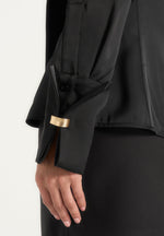 Wilona - Hourglass Scarf Neck Shirt - Black