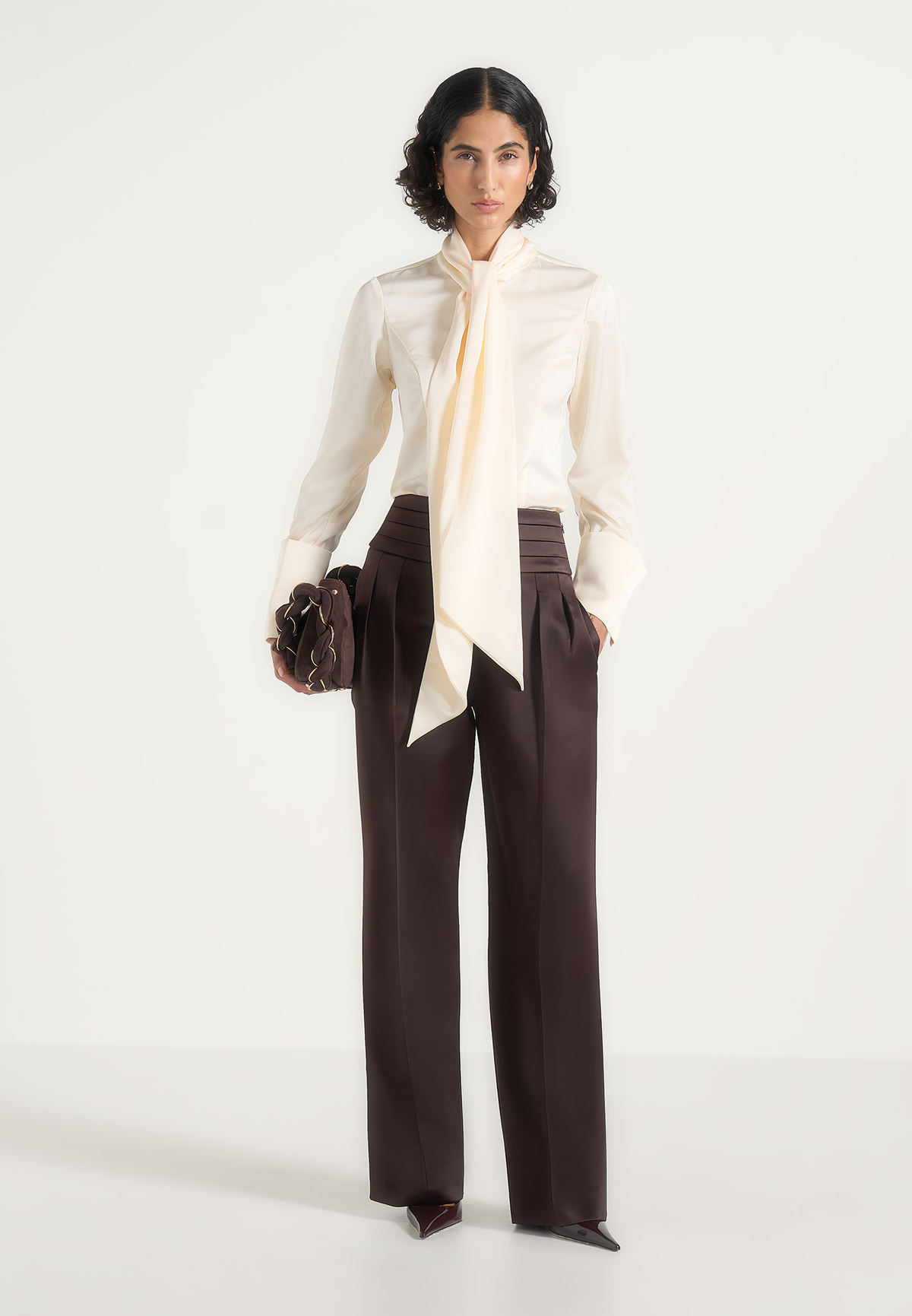 Wilona - Hourglass Scarf Neck Shirt - Ivory