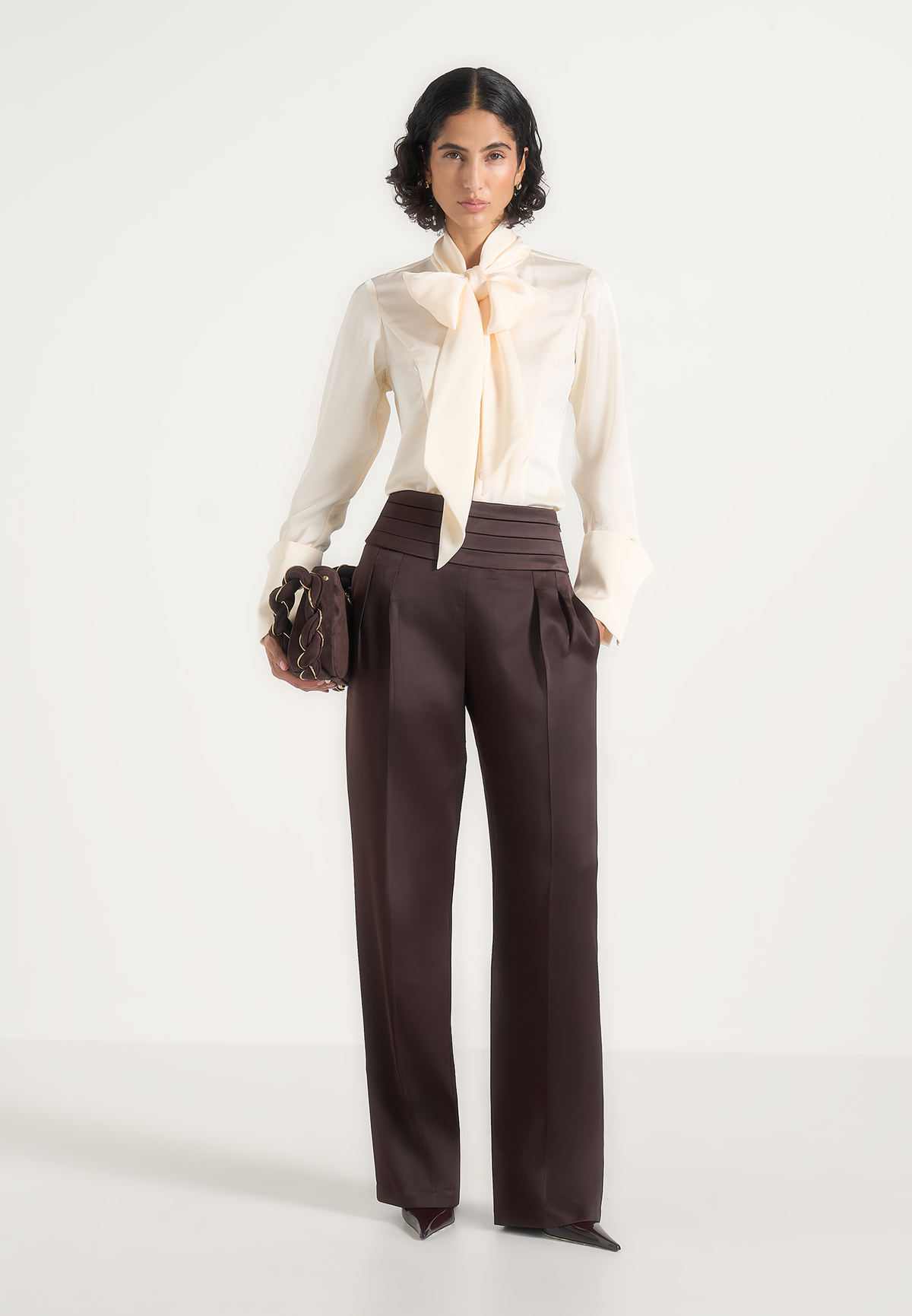 Wilona - Hourglass Scarf Neck Shirt - Ivory