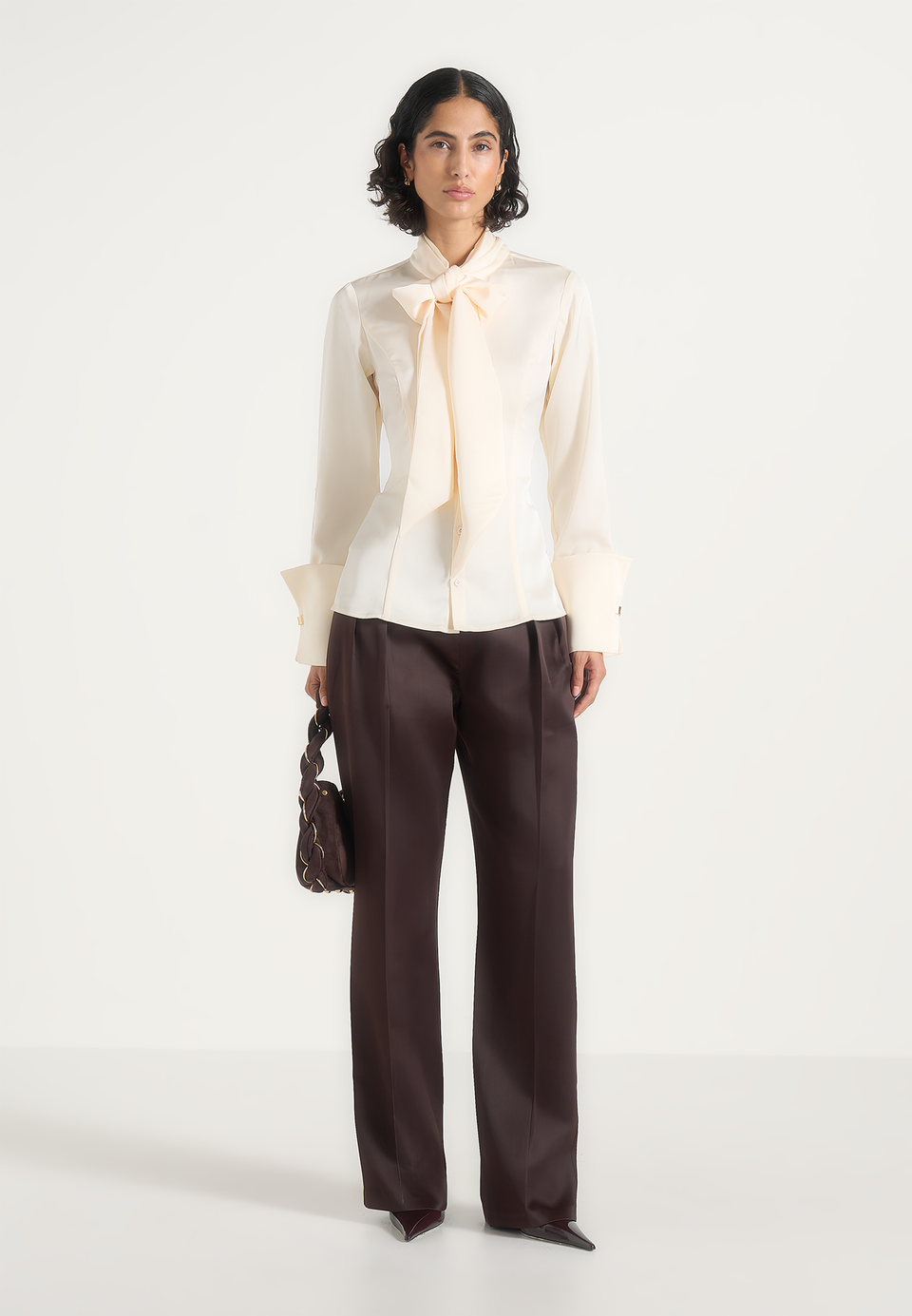 Wilona - Hourglass Scarf Neck Shirt - Ivory