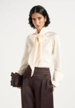 Wilona - Hourglass Scarf Neck Shirt - Ivory