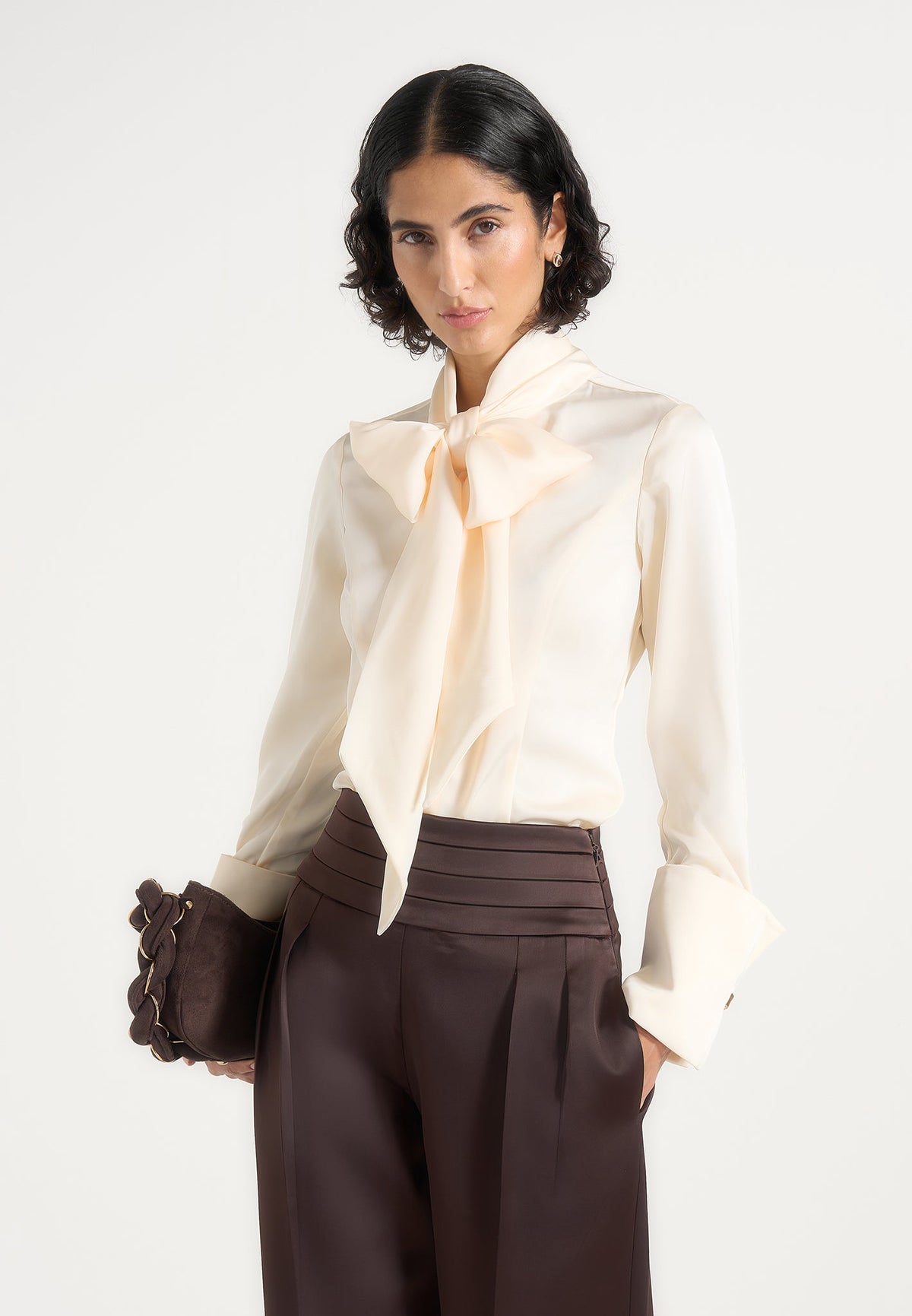 Wilona - Hourglass Scarf Neck Shirt - Ivory