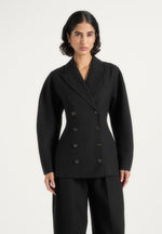 Greer - Wool-Blend Balloon Sleeve Double Breasted Blazer - Black