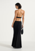 Paola - Embellished Mock Neck Cut-Out Gown - Black