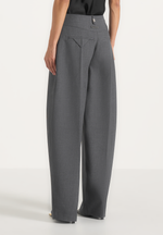Kylie - Barrel Leg Press Crease Wool-Blend Pants - Grey