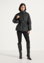 Kaia - Belted Puffer Jacket - Black