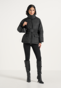 Kaia - Belted Puffer Jacket - Black