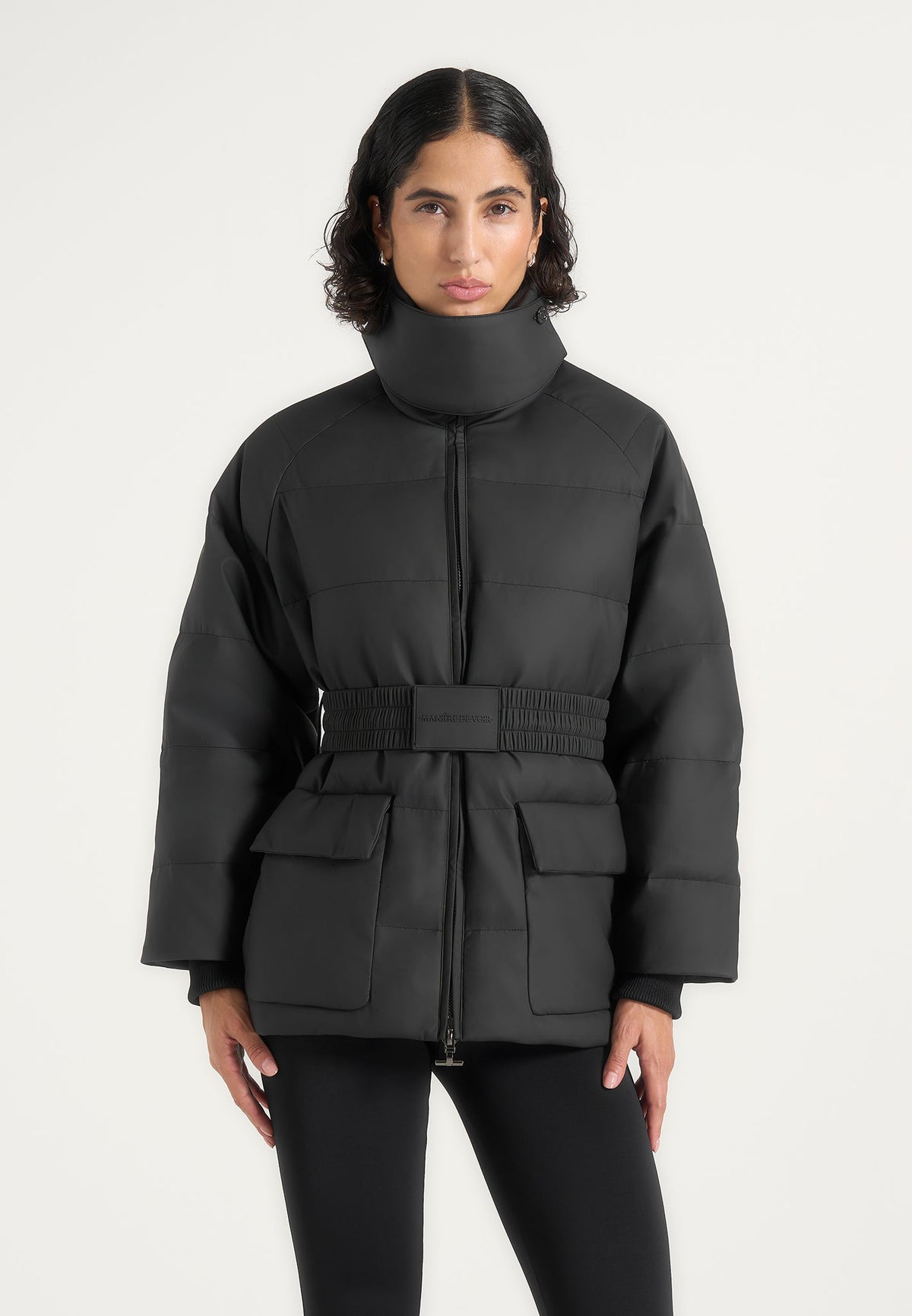 Kaia - Belted Puffer Jacket - Black