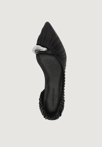 Celeste - Leather Ballet Flats with Hardware - Black