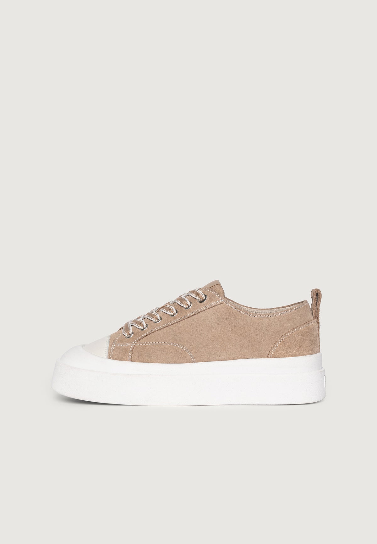 Women's Vienna - Suede Contrast Stitch Sneaker - Beige