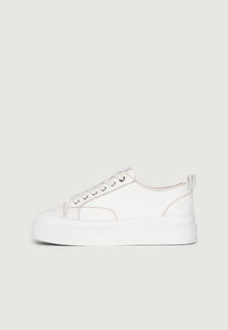 Women's Vienna - Leather Contrast Stitch Sneaker - White