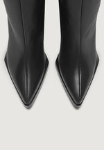 L'Eiffel - Pointed Knee High Leather Boot With Buckle - Black