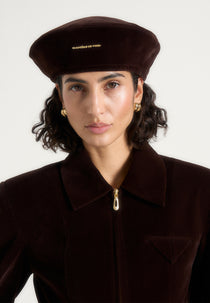 Anya - Velvet Beret - Brown