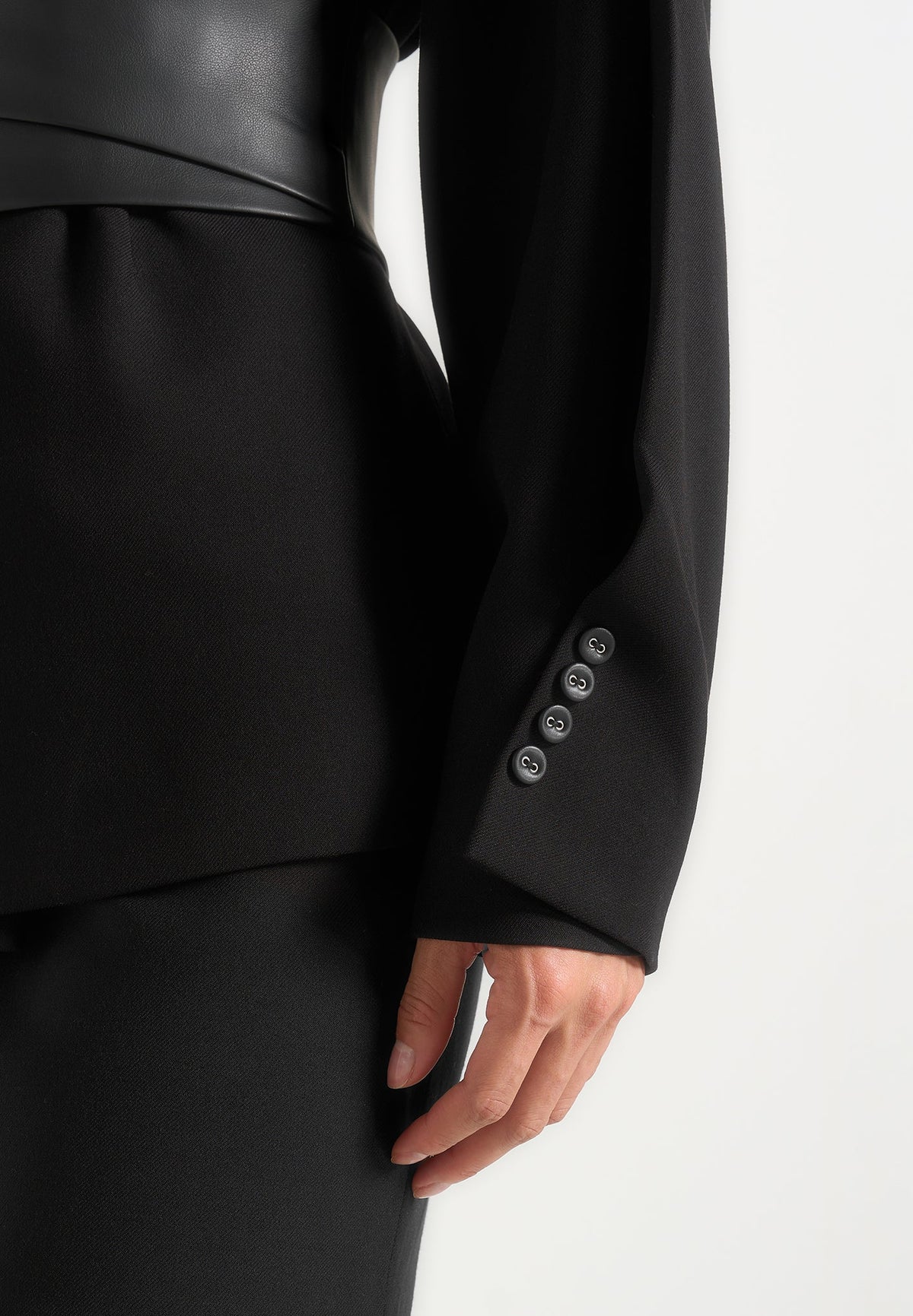 marie-twist-sleeve-blazer-with-belt-black