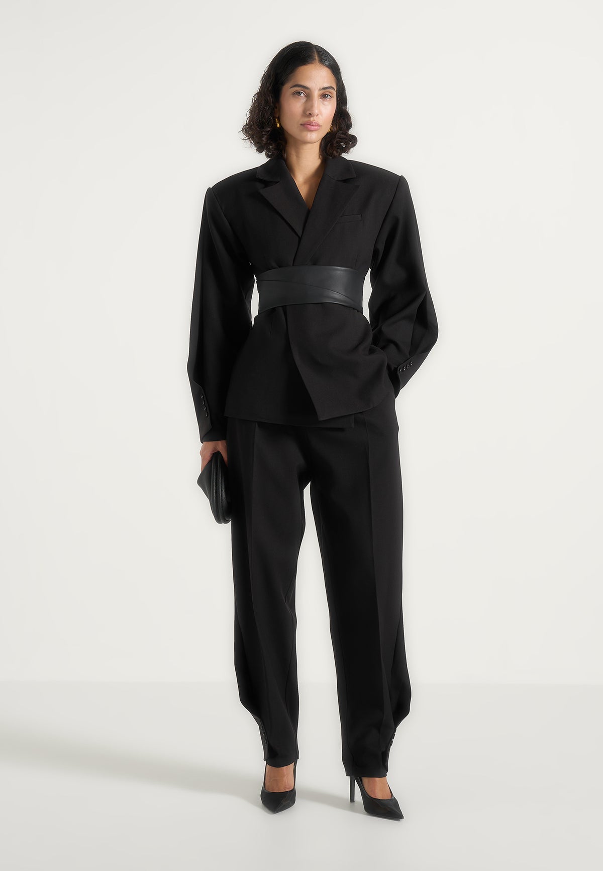 marie-twist-sleeve-blazer-with-belt-black
