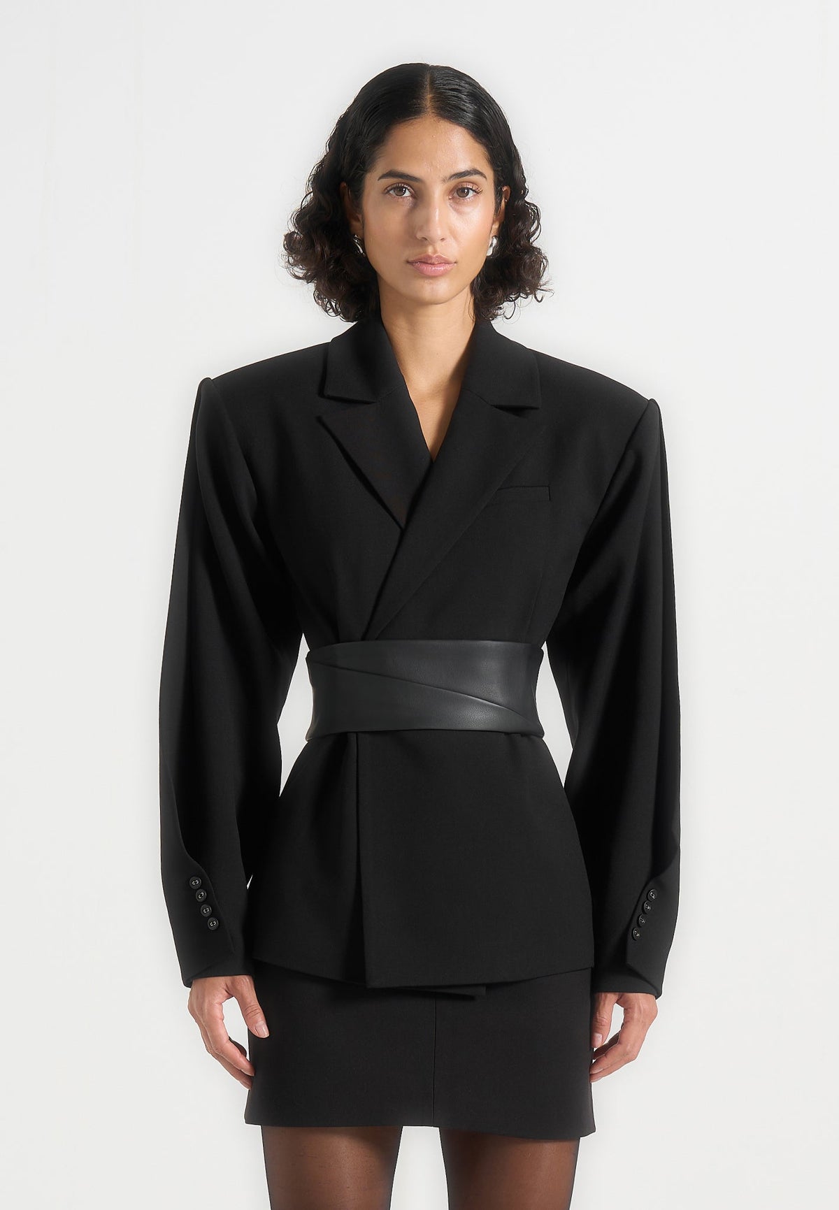 marie-twist-sleeve-blazer-with-belt-black