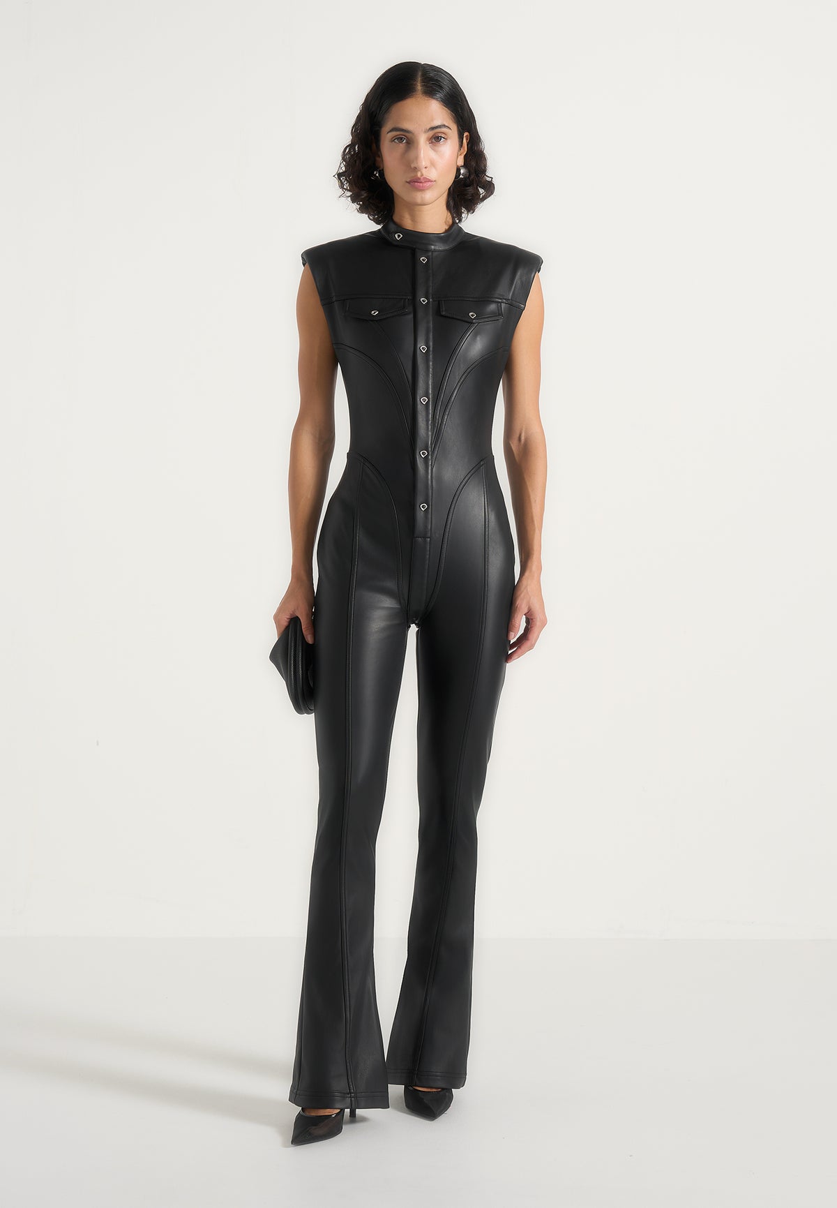 Annette - Leather Jumpsuit - Black
