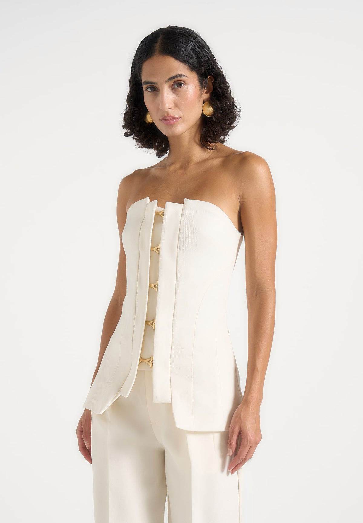 Viviane - Clasp Detail Tube Top - Off White