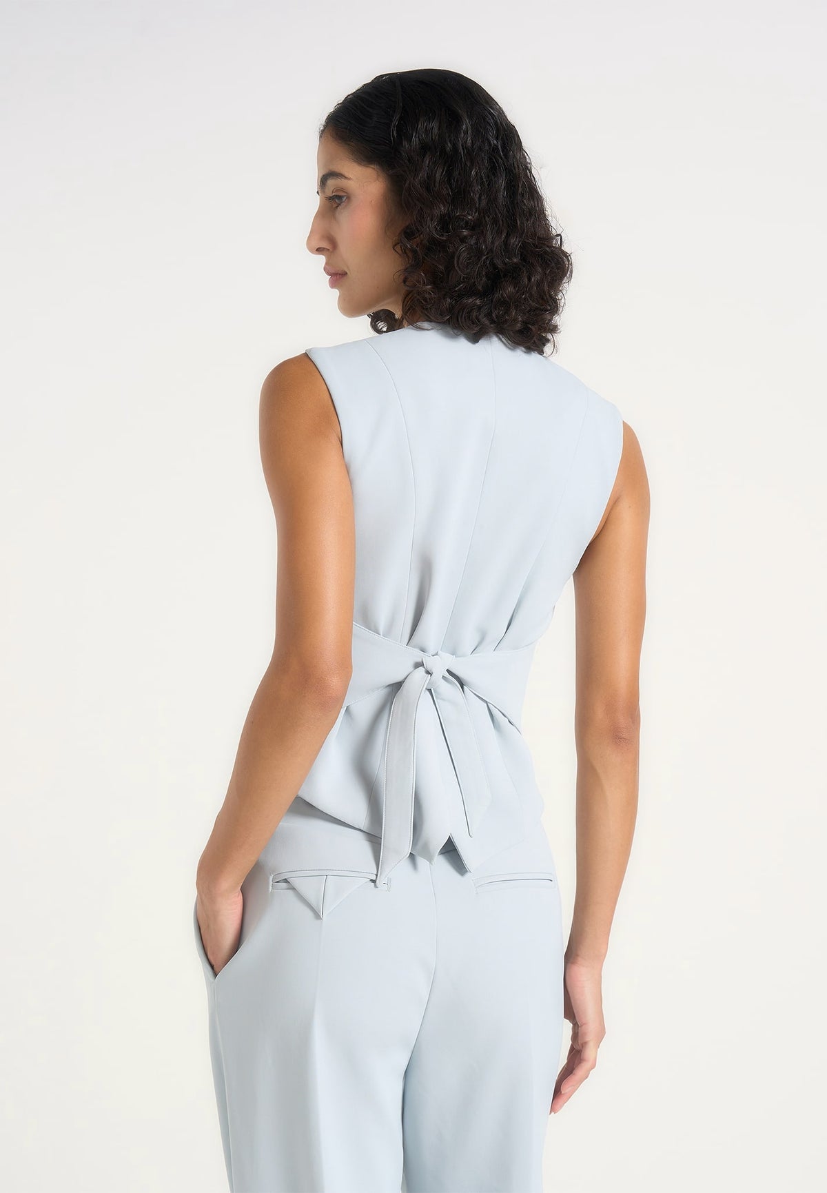 Christine - Tailored Cinched Waistcoat - Pale Blue