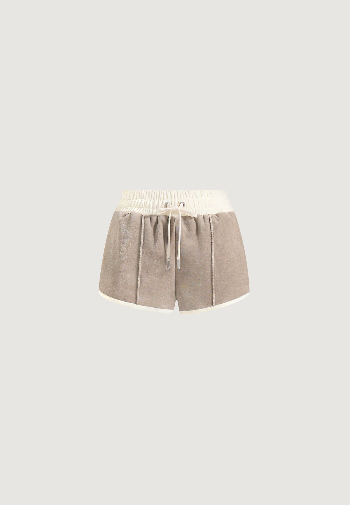 delina-contrast-velour-mini-shorts-beige