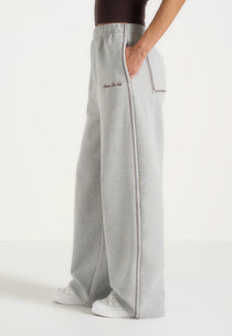 Morgan - Unisex Whipstitch Wide Leg Sweatpants - Light Grey