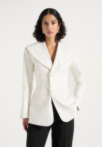 Paulette - Shawl Hourglass Blazer - White