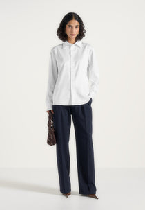 Carter - Unisex Oversized Satin Shirt - White