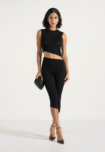 Kelsey - Pointelle Asymmetric Top - Black