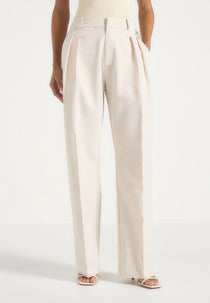 Ingrid - Linen Twin Pleat Pants - Natural