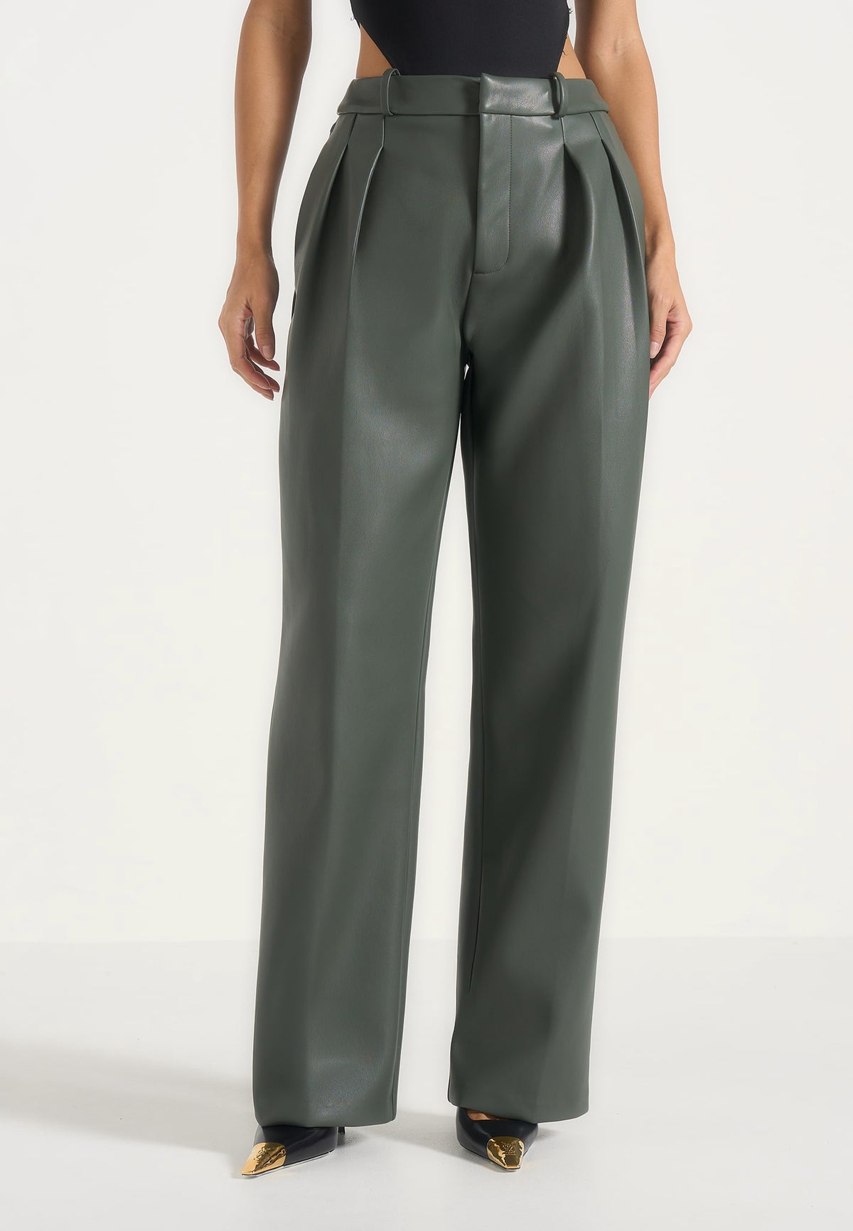 julie-leather-twin-pleat-trousers-olive