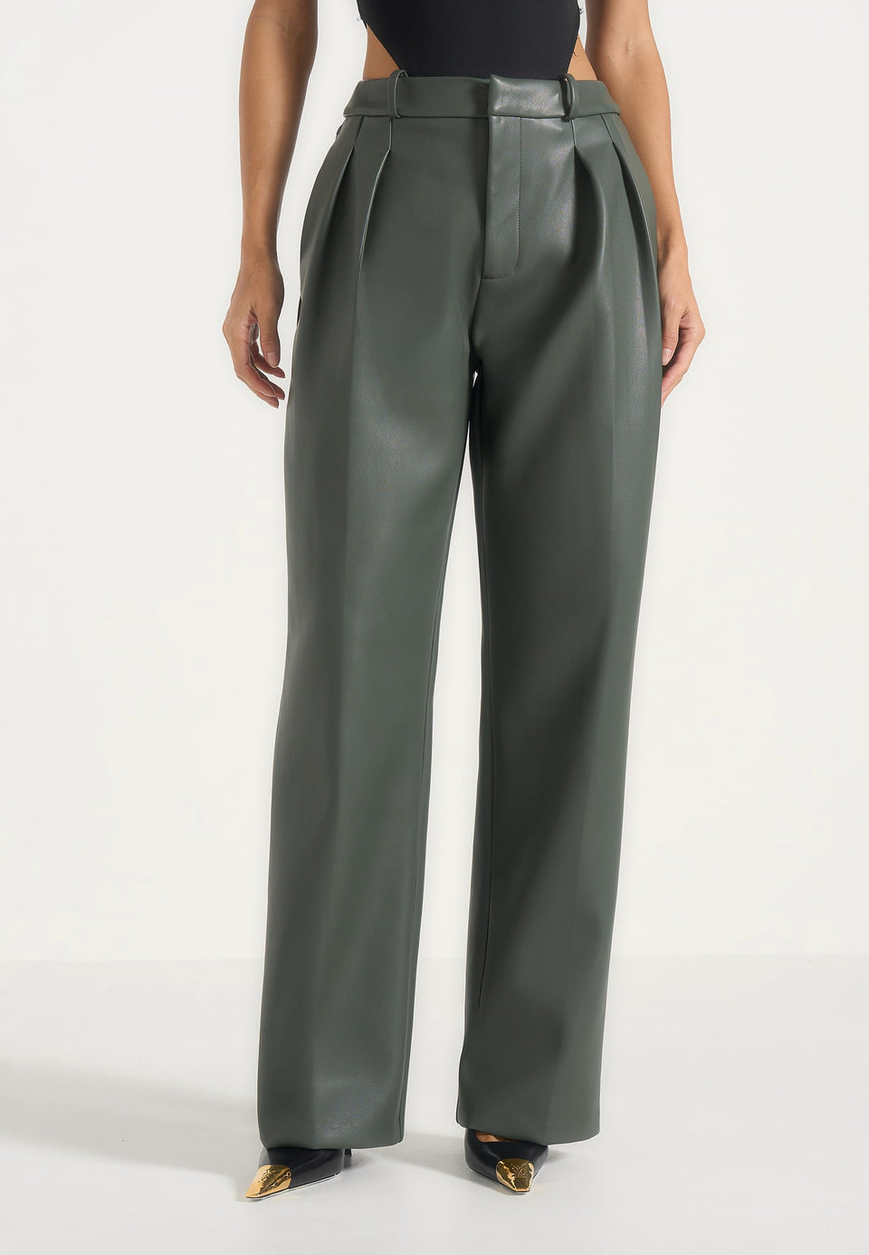 julie-leather-twin-pleat-trousers-olive