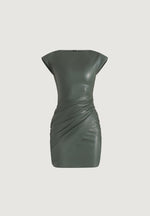 tina-leather-boat-neck-ruched-dress-khaki