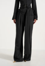 aurore-mock-neck-ring-belt-pleated-leg-jumpsuit-black