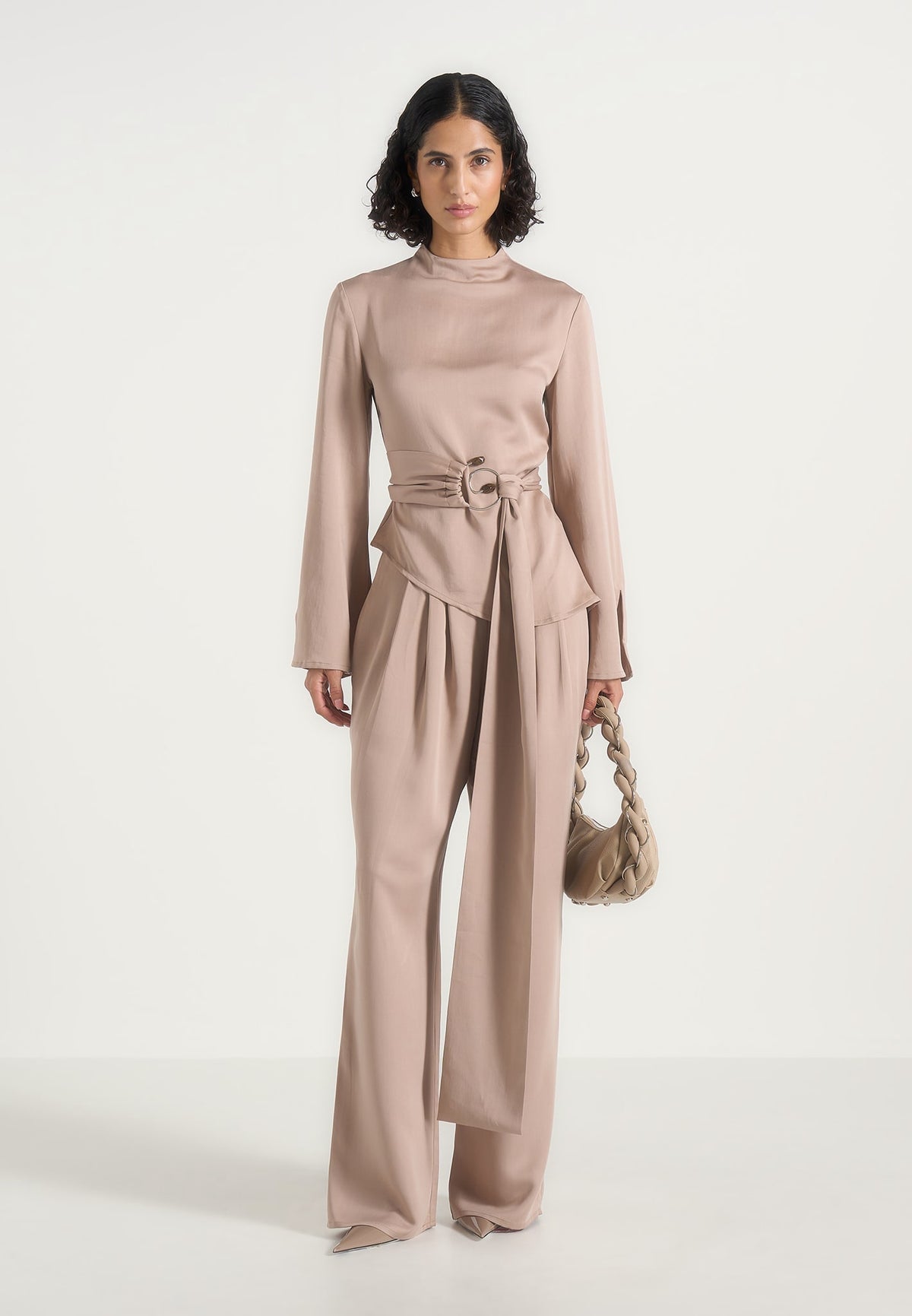 aurore-mock-neck-ring-belt-pleated-leg-jumpsuit-beige