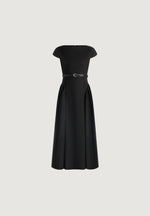 gaia-boat-neck-belted-pleated-midi-dress-black