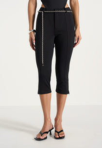Una - Capri Leggings With Chain - Black