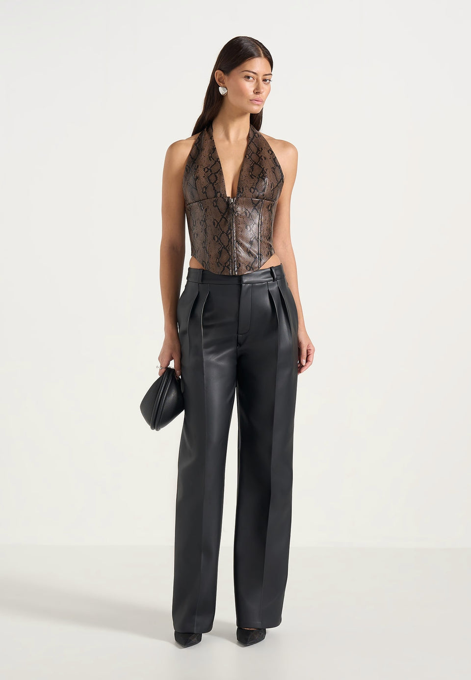 sloane-python-halter-corset-top-brown