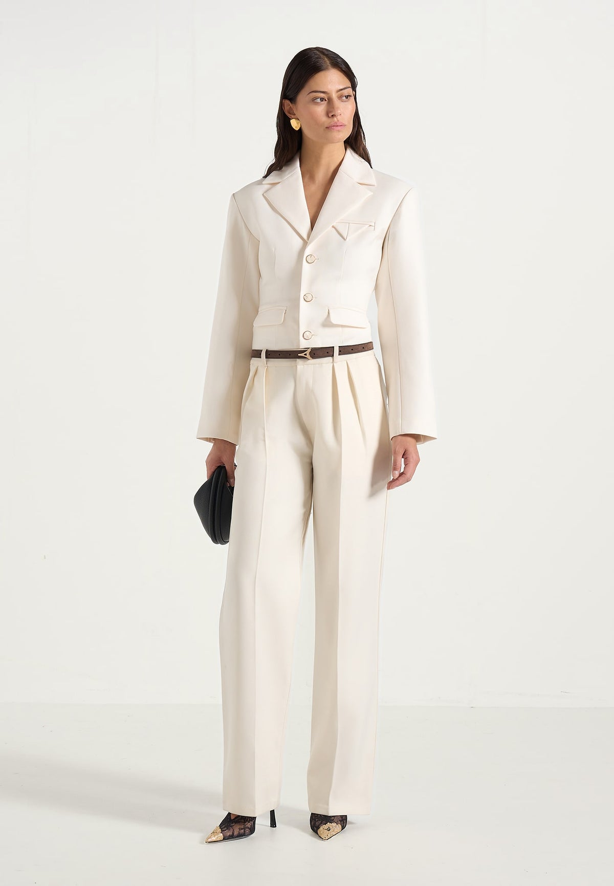 Prisca - Tailored Cropped Blazer - Off White