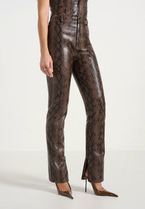 Lucia - Python Straight Leg Pants - Brown