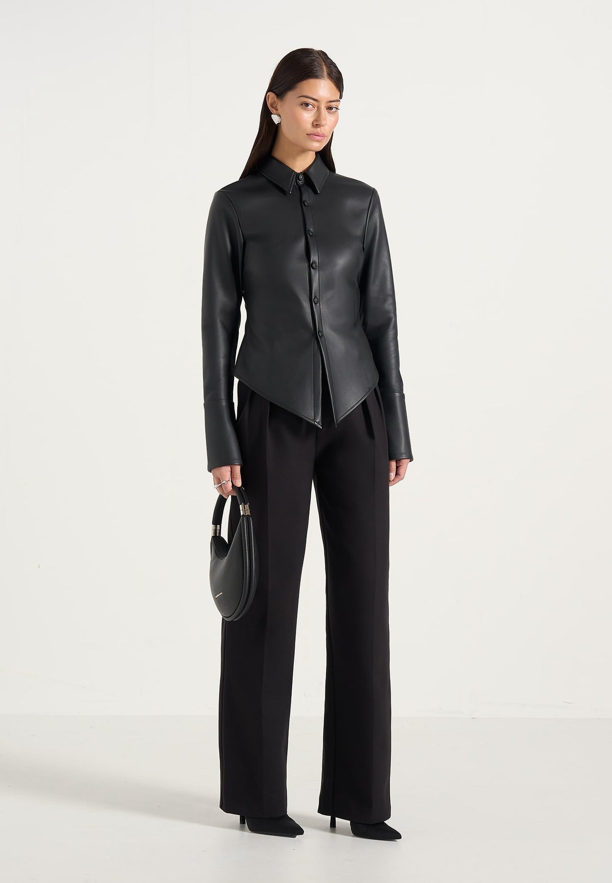 Sonia - Leather Cinch Shirt - Black