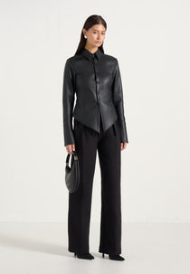 Sonia - Leather Cinch Shirt - Black