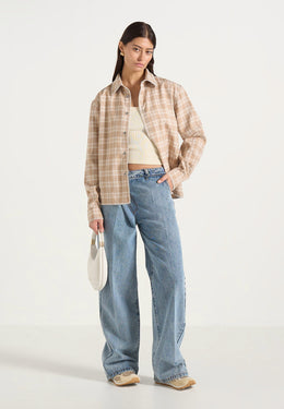blake-unisex-whipstitch-check-shirt-beige