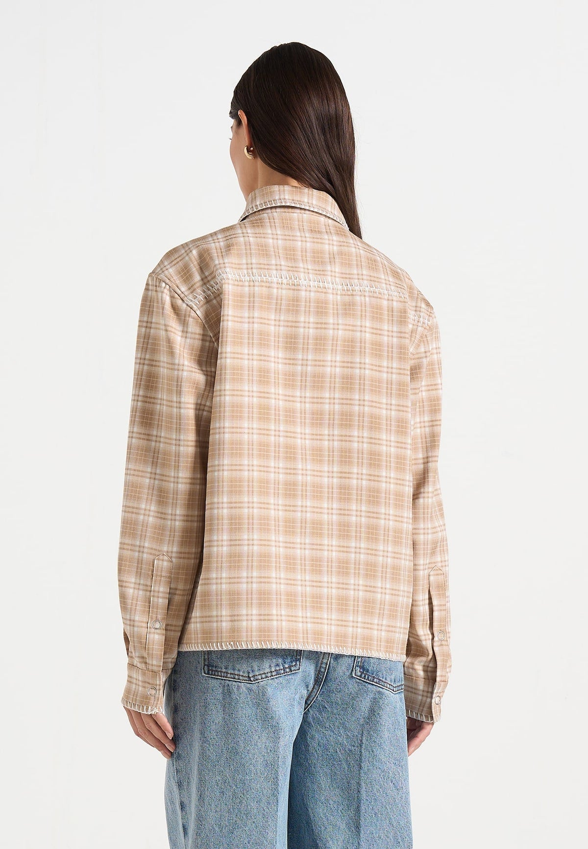 blake-unisex-whipstitch-check-shirt-beige
